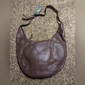 STONE MOUNTAIN Shoulder Bag Brown Leather Silver Hardware 13 X 14 NWT